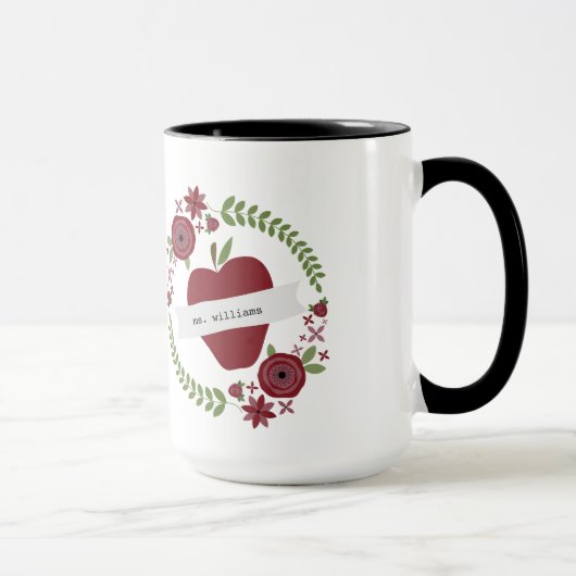 Mug La guirlande florale Apple rouge a personnalisé le (Droite)