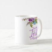 Mug La Joie du Seigneur Calligraphie Florale pourpre (Devant droit)