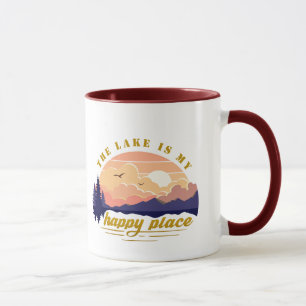 Mug La lac est mon endroit heureux Céramique bicolore