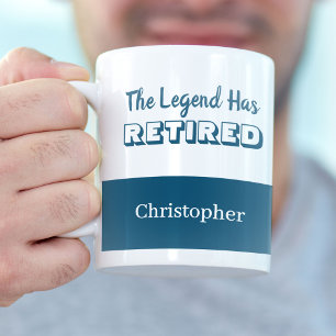 Mug La légende a pris sa retraite Bleu Blanc Retraite