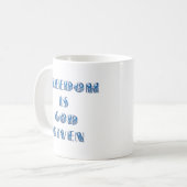 Mug La liberté est donnée par Dieu, bleu (Devant gauche)