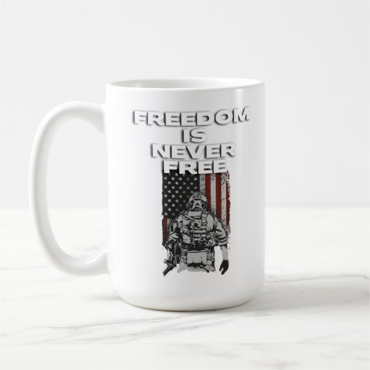 Mug La liberté n'est jamais libre avec l'image d'un so (Gauche)