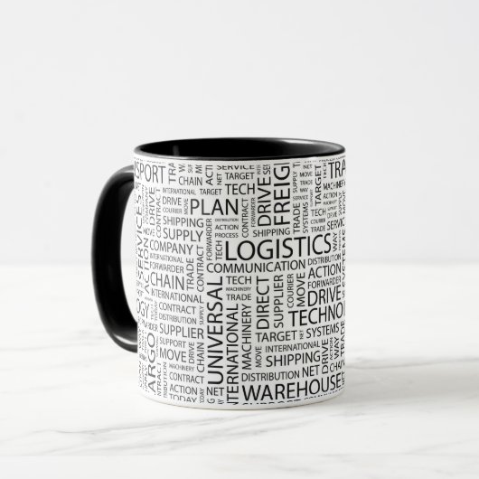 Mug La LOGISTIQUE modèle avec des mots (Devant gauche)