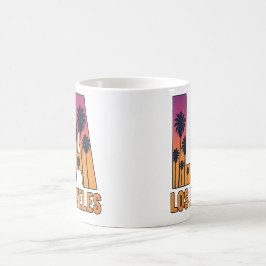 Mug LA Los Angeles Palm Trees Sunset Retro Design (Centre)
