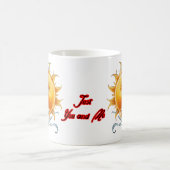 Mug La Lune et le Soleil dansant ensemble sur un Blanc (Centre)