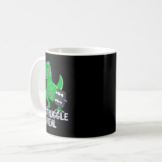 Mug La Lutte Est Vraiment Drôle T-rex Gym Exercice (Devant gauche)