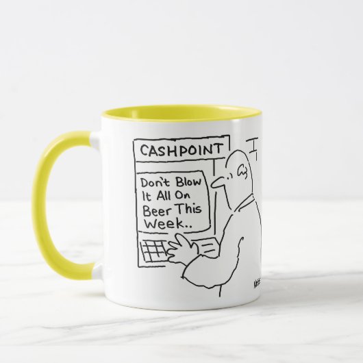 Mug La machine à cashpoint donne des conseils. Employé (Gauche)