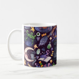 Mug La magie d'Halloween : motif à main foncé.
