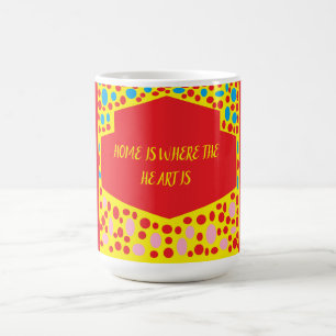 Mug La maison est où le coeur est rouge avec le bleu v
