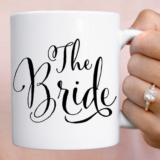 Mug La mariée élégant écriture noire Mariage