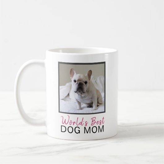Mug La meilleure photo de chien de carré de maman du (Gauche)