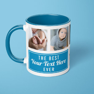 Mug La Meilleure Votre Texte Ici Jamais Bleu Photo Per