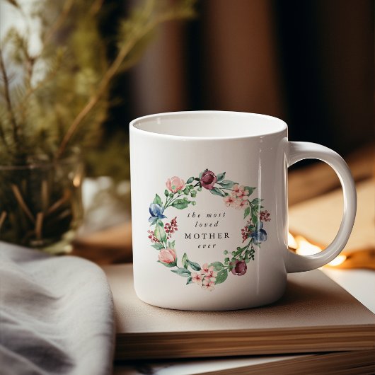 Mug La MÈRE la plus aimée Couronne florale