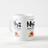 Mug La nouvelle Mme - Typographie avec de jolies fleur (Devant gauche)