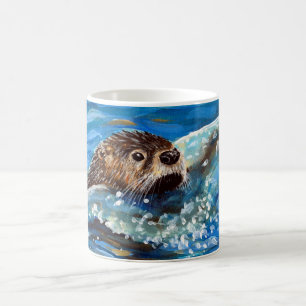 Mug La Otter dans la peinture de la mer