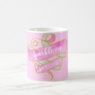 Mug La Parties scintillant d'or rose et rougissante, c