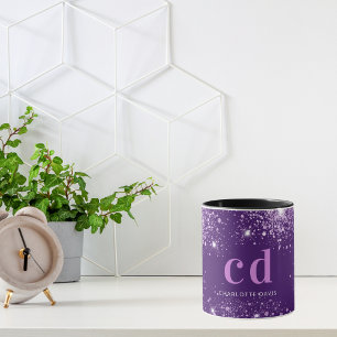 Mug La parties scintillant violette supprime le nom du