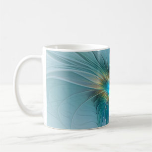 Mug La petite fleur fractale moderne bleu or Beauty