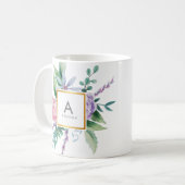 Mug La pivoine pourpre de rose chic d'aquarelle (Devant gauche)