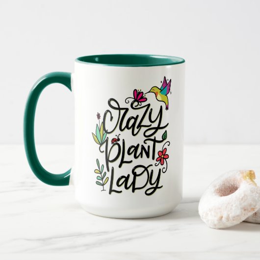 Mug La Plante folle Lady, à la main (Avec donut)