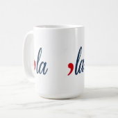 Mug LA pour Kamala Harris. Blanc, Rouge, Bleu (Devant gauche)