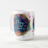 Mug La prière Causes Miracles Bleu Joli Floral Irelyn (Devant gauche)