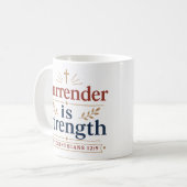 Mug La reddition est une force - Typographie de la foi (Devant gauche)