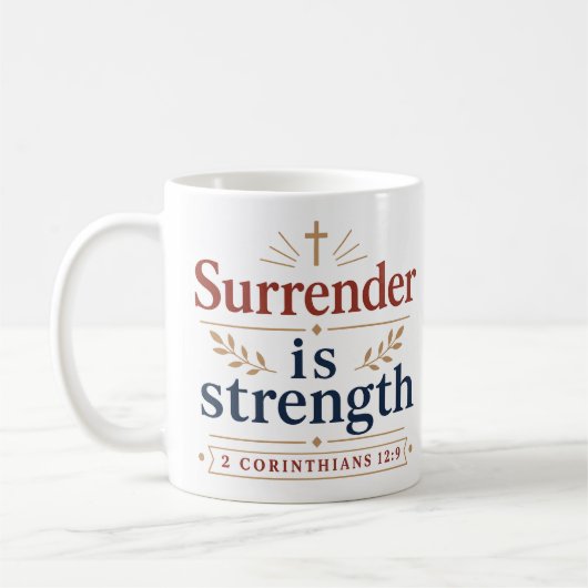 Mug La reddition est une force - Typographie de la foi (Gauche)