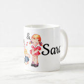 Mug La rétro fille et le garçon Personnalised de (Devant droit)