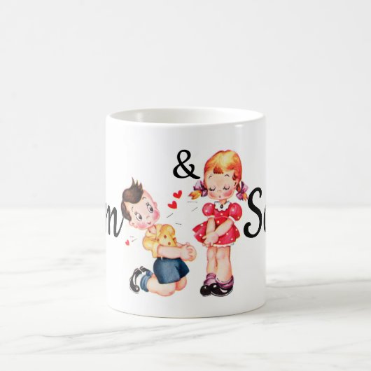 Mug La rétro fille et le garçon Personnalised de (Centre)