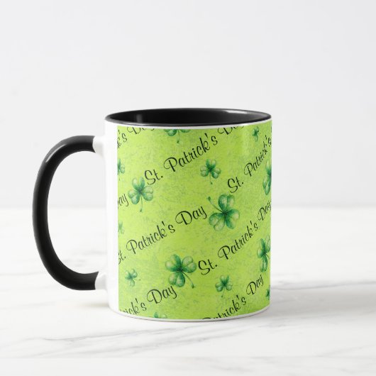 Mug La Saint-Patrick Trèfle aquarelle sur fond vert (Gauche)