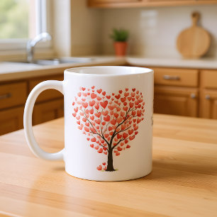 Mug La Saint-Valentin Cœurs Roses Rouges Aquarelle Arb