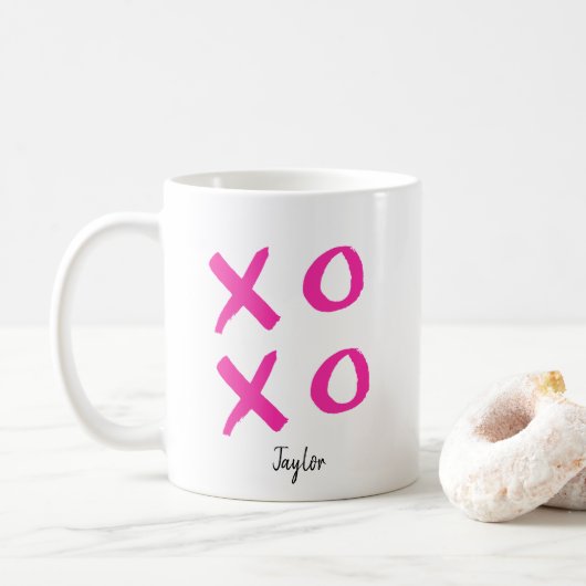 Mug La Saint Valentin personnalisée de Girly Pink (Avec donut)