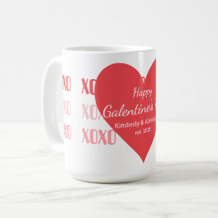 Mug La Saint-Valentin personnalisée rose et rouge