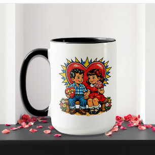 Mug La Saint-Valentin Pop Art Rétro Personnalisé