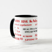 Mug La santé et sécurité jurent des mots ennuyant (Devant gauche)