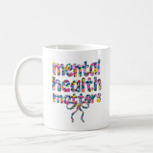 Mug 🌸 La santé mentale, ça compte Design floral (Gauche)