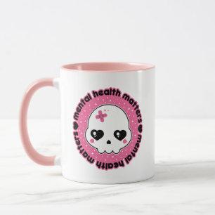Mug La santé mentale compte Crâne Kawaii