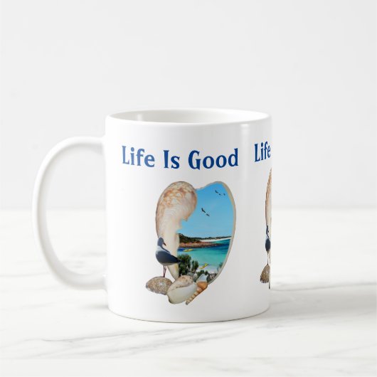 Mug La Scène De Plage Dans Un Mur En Coquillages De Pl (Gauche)