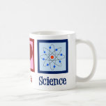 Mug La science de l'amour pour la paix<br><div class="desc">Un cadeau cool pour un professeur de sciences,  un scientifique,  ou juste un geek qui aime apprendre comment le monde fonctionne. Cute Peace Love Science design avec un signe de paix,  le coeur et le modèle atome.</div>