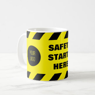 Mug La Sécurité Commence Ici Logo De Bande Noire Jaune