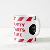Mug La Sécurité Commence Ici Rouge Blanc Bande Tape Lo (Devant droit)