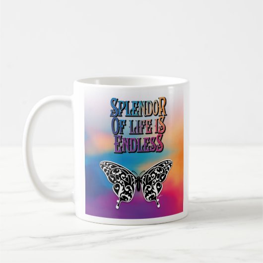 Mug La sensation de vie des papillons est un design sa (Gauche)