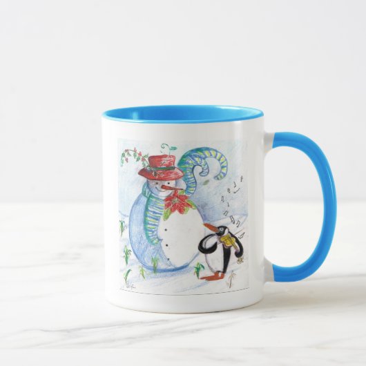 MUG LA SÉRÉNADE HIVERNALE DE SNOWMAN ET PENGUIN (Droite)