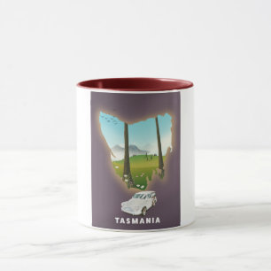 Mug La Tasmanie a illustré carte de voyage poster.
