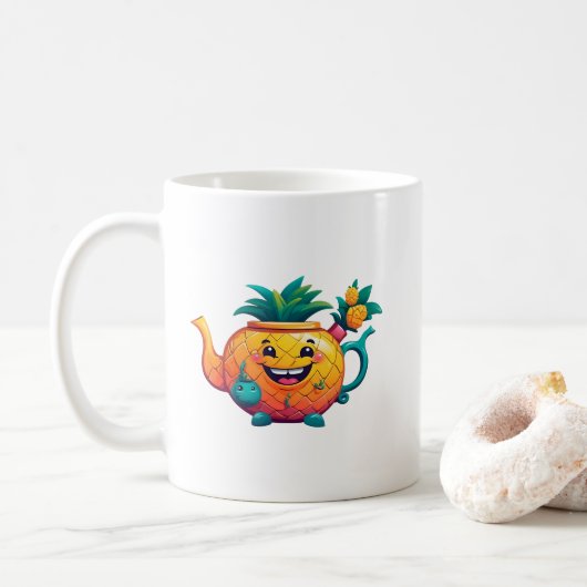 Mug La théière joyeuse et prospère de l'ananas (Avec donut)