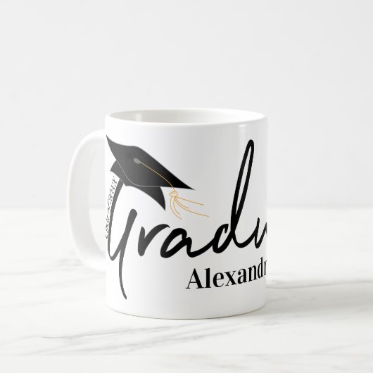 Mug La typographie des diplômés et votre nom Classe de (Devant gauche)