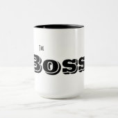 Mug La typographie noire personnalisée Boss amusante (Centre)