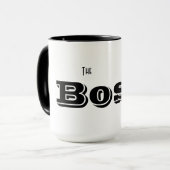Mug La typographie noire personnalisée Boss amusante (Devant gauche)