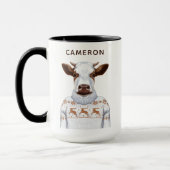 Mug La vache à chandail de Noël | ajoutent votre nom (Gauche)